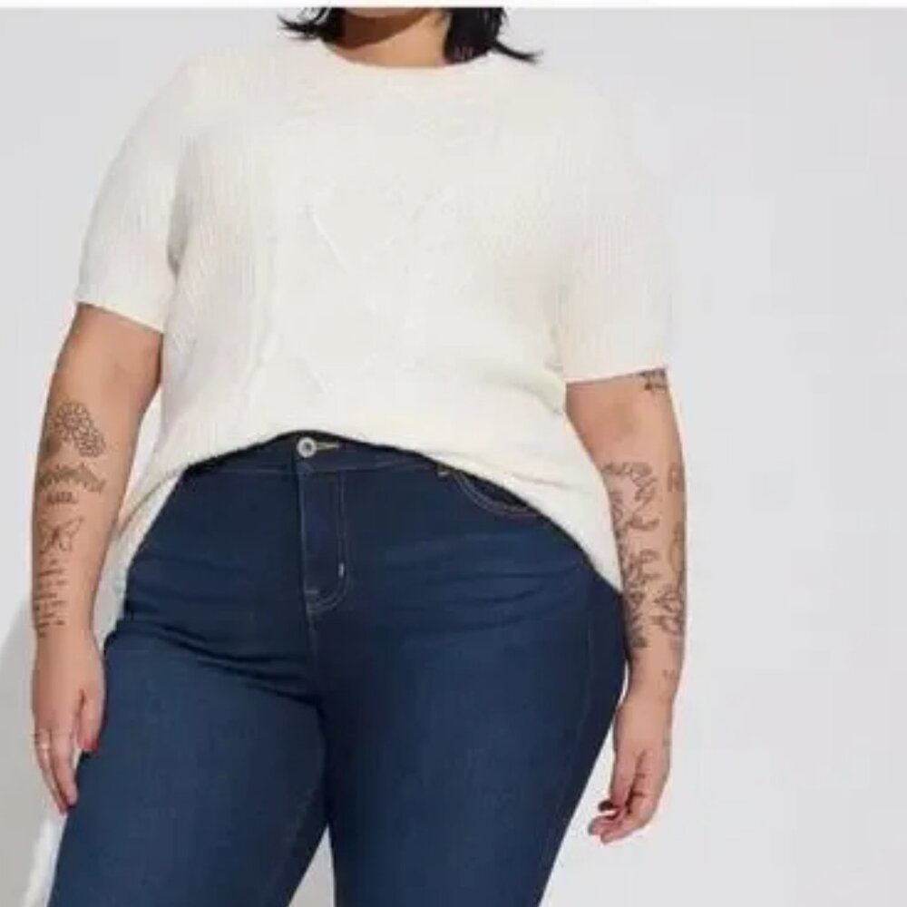 NWT Torrid Chunky Cable Pullover Short Sleeve Sweater